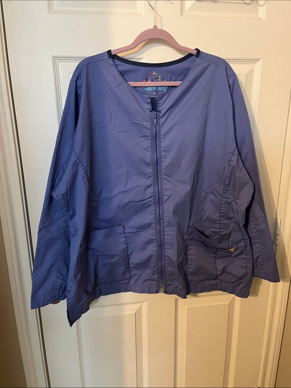 Seven Flex Lavender Scrub Zip-Front Jacket